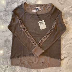 Pam & Gela top with detail arms (NEW with Tags) L